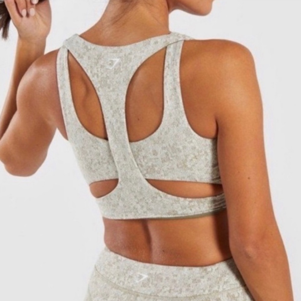 Gymshark Fleur Texture Sports Bra Charcoal Marled Gray Women’s XS - Picture 1 of 7